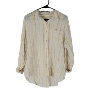 Universal Thread Button Down Shirt, White/Yellow Stripe, Sz M, NWT